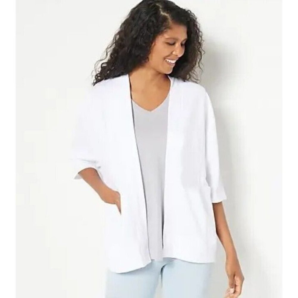 zuda 2-Knit Open Front Topper Bright White X-Small